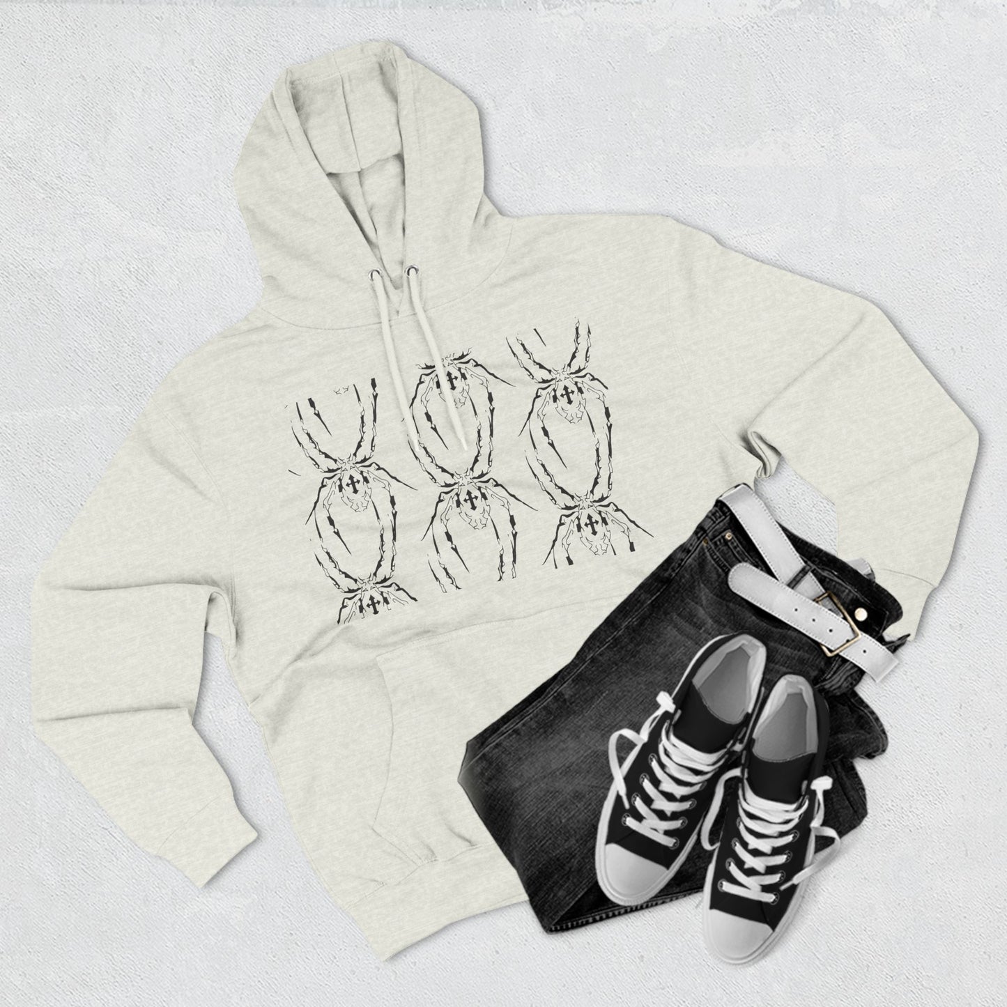 spider graphic Three-Panel Fleece Hoodie